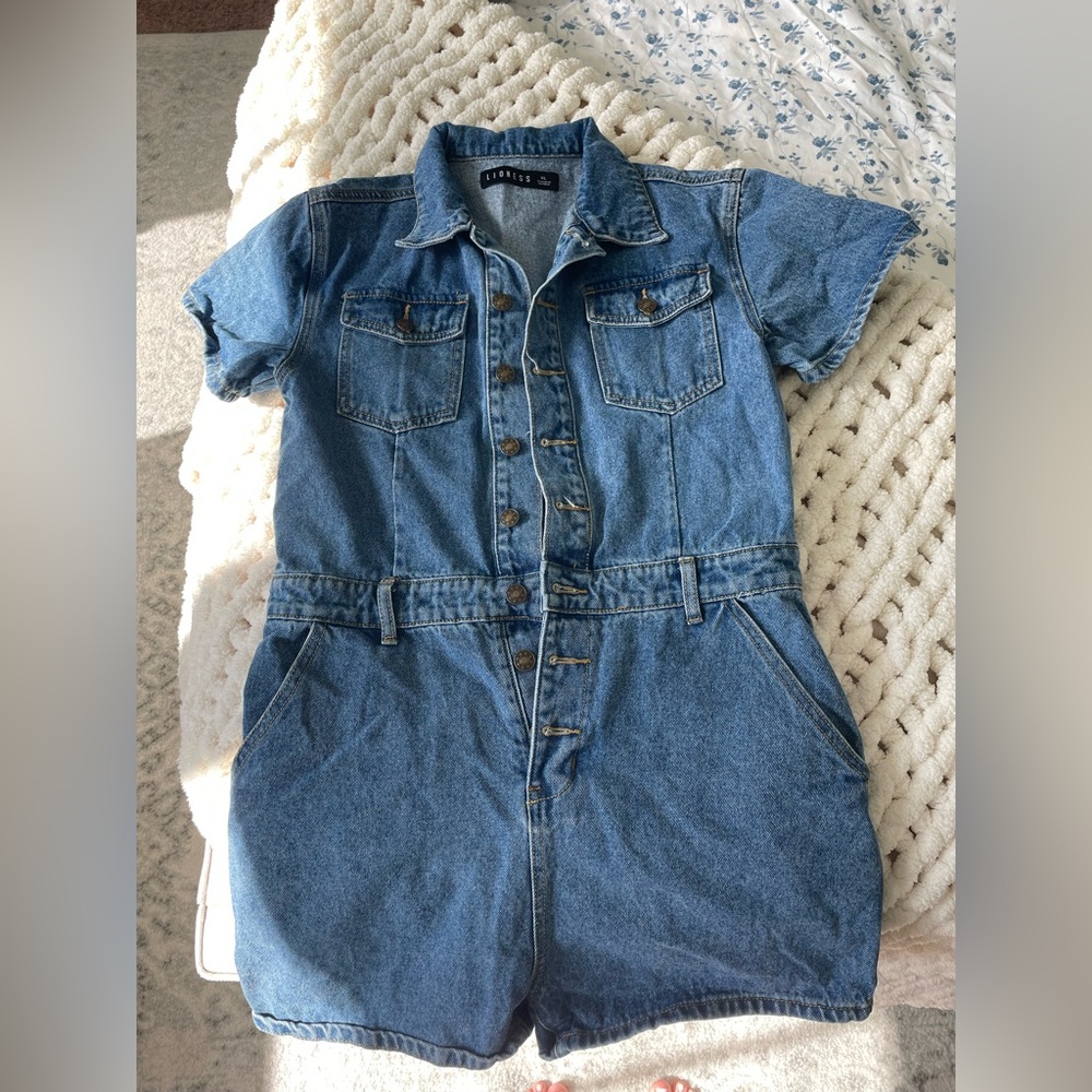 LIONESS Denim Button - Up Romper